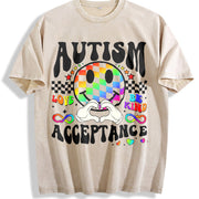 Autism Acceptance Mom Autism Vintage Washed T-Shirt in Beige