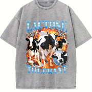 Lactose Tolerant Bootleg Vintage Washed T-Shirt in Gray