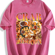 Crab Rangoon Food Retro 90s Snack Vintage Washed T-Shirt in Red