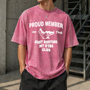 Just Resting My Eyes Club Vintage Washed T-Shirt in Red