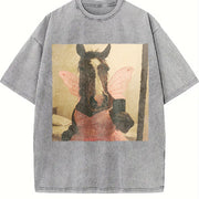 Fairy Horse Vintage Washed T-Shirt in Gray