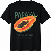 Papaya Tropical Sweetness Cotton T-Shirt in Black