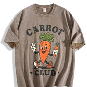 Carrot Club Kids Veggie for Boys Girls Youth Vintage Washed T-Shirt in Brown