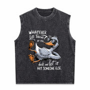 Duck Quote Vintage Washed Tank Top in Black