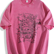 Howl’s Moving Castle Studio Ghibli Anime vintage washed oversized T-shirt in Red