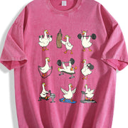 Goose Workout Animal Gym for Gym Lovers & Fitness Fans Vintage Washed T-Shirt in Red