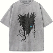 Gojo Satoru Limitless BLue Eyes The Honored One Jujutsu vintage washed oversized T-shirt in Gray