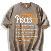 For the Pisces Zodiac Sign Vintage Washed T-Shirt in Brown