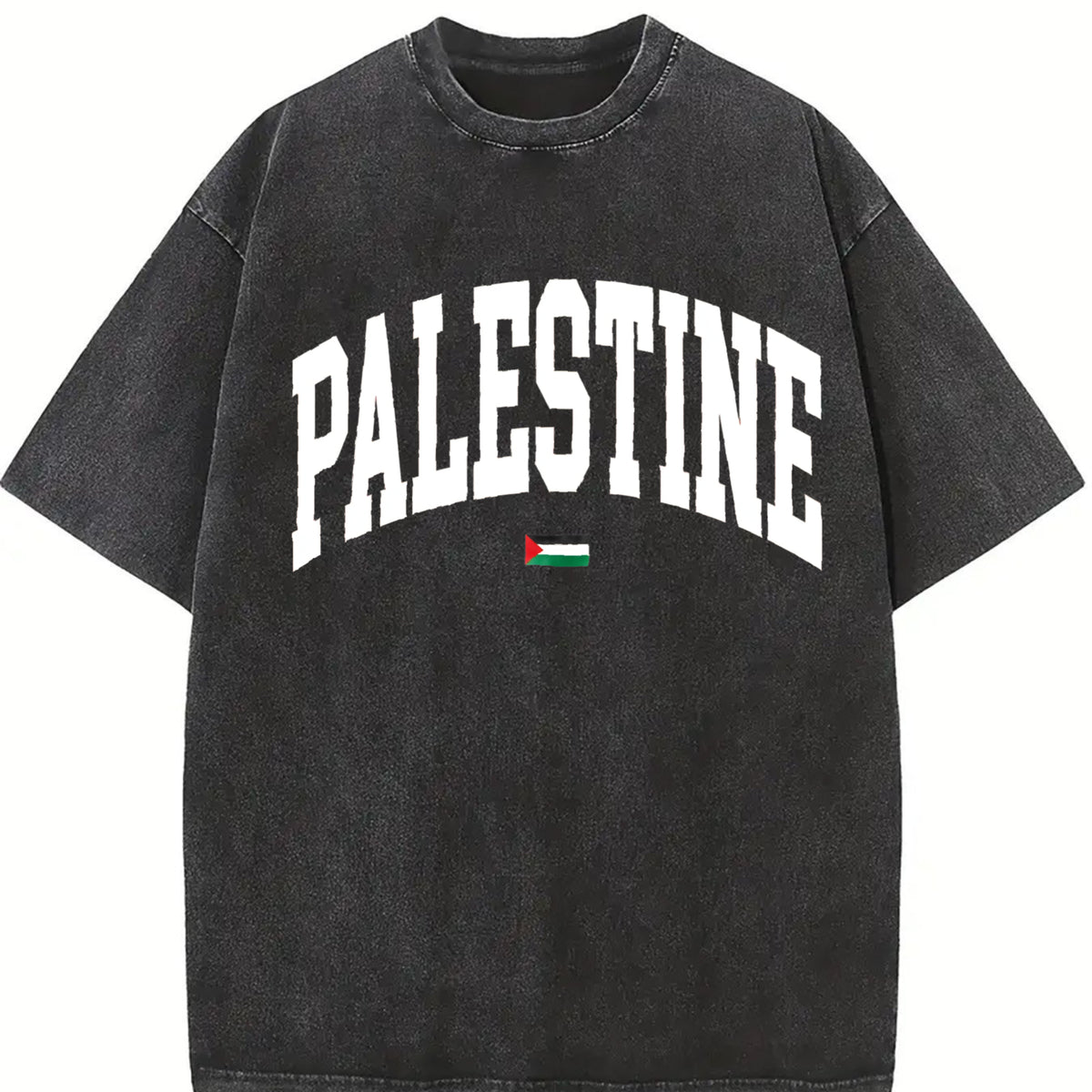 Palestines Flag Hip Hop Harajuku Distressed Festive vintage washed oversized T-shirt in Black