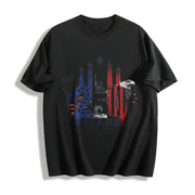 USA 250 Years V-neck Cotton T-Shirt in Black