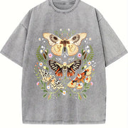 Coastal Granddaughter Sun-faded Moth & Botanical Ultra Vintage Washed T-Shirt in Gray