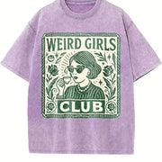 Weird Girls Club Quirky Vintage Washed T-Shirt in Purple
