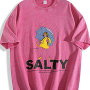 Sality Girl Trendy in Black Breathable for Daily Wear vintage washed oversized T-shirt in Red