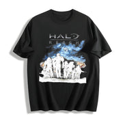 Y2K Black Halo Reach Gaming Promo Cotton T-Shirt in Black