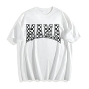 Checkered Mama for Mom Cotton T-Shirt in White