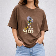 Stay Salty Melt ICE vintage washed oversized T-shirt in Brown