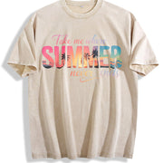 Take Me Where Summer Never Ends Vintage Washed T-Shirt in Beige