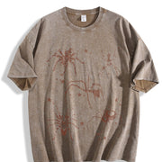 Spider Tattoo Retro Web Insect Vintage Washed T-Shirt in Brown