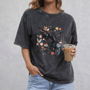 Abraxos Flower vintage washed oversized T-shirt in Black