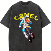 Joe Camel Joe Camel Dirt Bike Supercross AD Custom vintage washed oversized T-shirt in Black