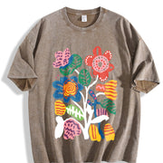 Short-sleeve Spring Vintage Washed T-Shirt in Brown