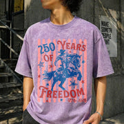 250 Years of Freedom Bucking Horse Vintage Washed T-Shirt in Purple