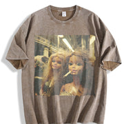 Glam Dolls Vintage Washed T-Shirt in Brown