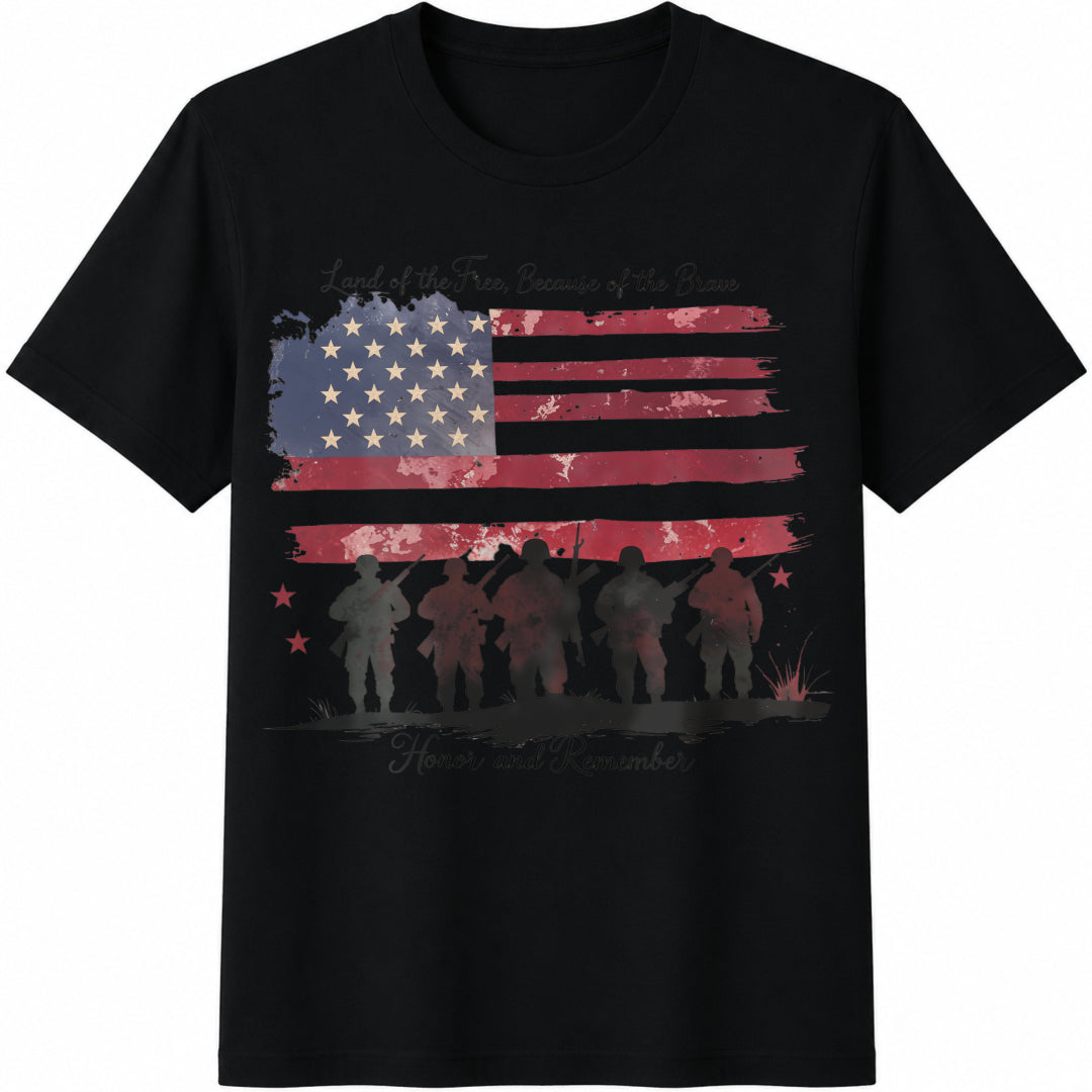 Land of the Free America Cotton T-Shirt in Black