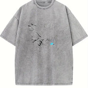 Gojo Satoru Limitless BLue Eyes The Honored One Jujutsu vintage washed oversized T-shirt in Gray