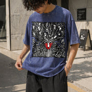 Studio Ghibli Forest Spirit Ghibli Vintage Washed T-Shirt in Blue