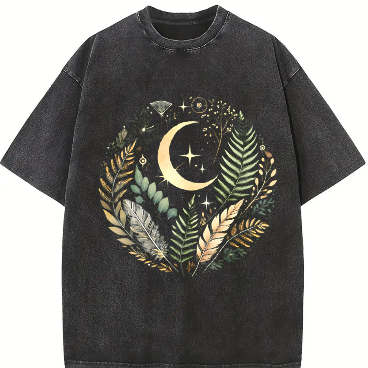 Short-sleeve Stretch Vintage Washed T-Shirt in Black