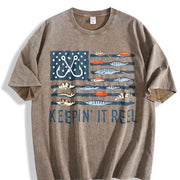 Keepin' It Reel Flag Vintage Washed T-Shirt in Brown