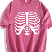 Skeleton Rib Cage vintage washed oversized T-shirt in Red