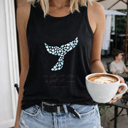 Whale Tail Women's Color Cotton Tank Top in Black