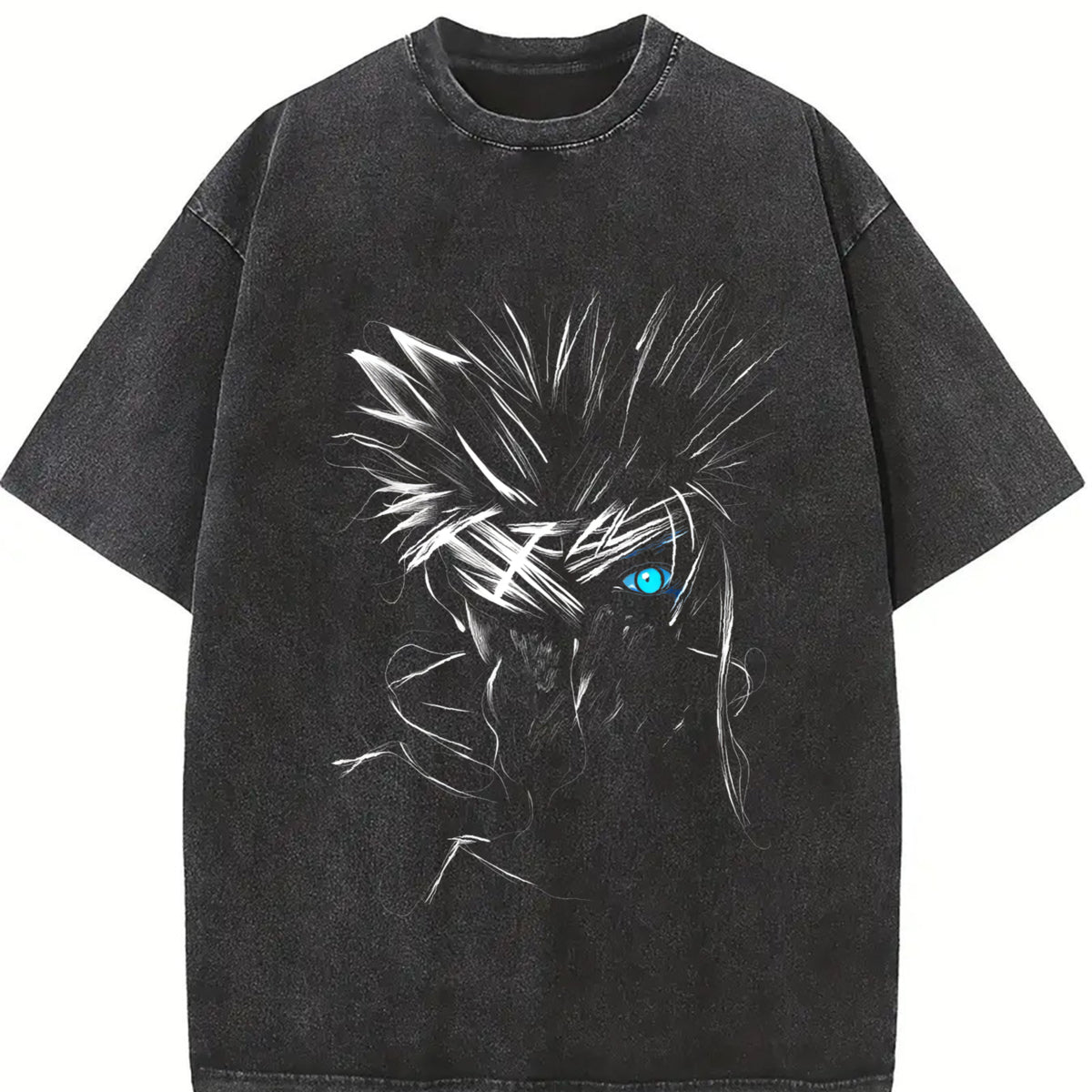 Gojo Satoru Limitless BLue Eyes The Honored One Jujutsu vintage washed oversized T-shirt in Black
