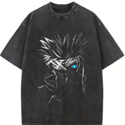 Gojo Satoru Limitless BLue Eyes The Honored One Jujutsu vintage washed oversized T-shirt in Black