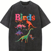 Birds vintage washed oversized T-shirt in Black