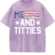 4th Of July Merica And Patriotic Adult Humor vintage washed oversized T-shirt in Purple