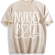 Nurses Rock Vintage Washed T-Shirt in Beige