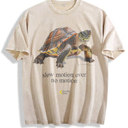 Slow Motion Turtle - Retro and Womenmen gifts vintage washed oversized T-shirt in Beige