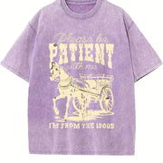 Please Be Patient 1900s Horse vintage washed oversized T-shirt in Purple