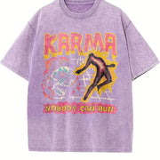 Karma Nobody Can Run Skull Sleeveless Tank Vintage Washed T-Shirt in Purple