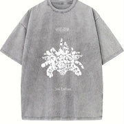 Black Jujutsu Kaisen Jinji Endonka Vintage Washed T-Shirt in Gray