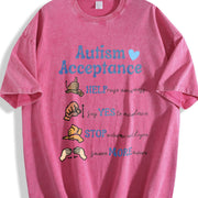 Autism Aware Autism Acceptance Vintage Washed T-Shirt in Red