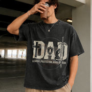Man of God Husband Dad Christian Dad Father's Day Vintage Washed T-Shirt in Black