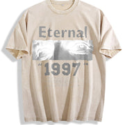 Sleeveless Tank Eternal 1997 Eye Portrait Gym Muscle Vest Vintage Washed T-Shirt in Beige