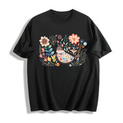 Short-sleeve with a Mexican and Bohemian Cotton T-Shirt in Black