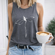 2024 Western Letter Tank Women's Color Cotton Tank Top in Gray