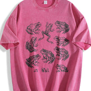 Frogs 90s Tattoo Retro ® Y2k Amphibian Vintage Washed T-Shirt in Red