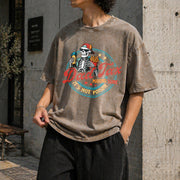 Father's Day Skull Fries Vintage Washed T-Shirt in Brown